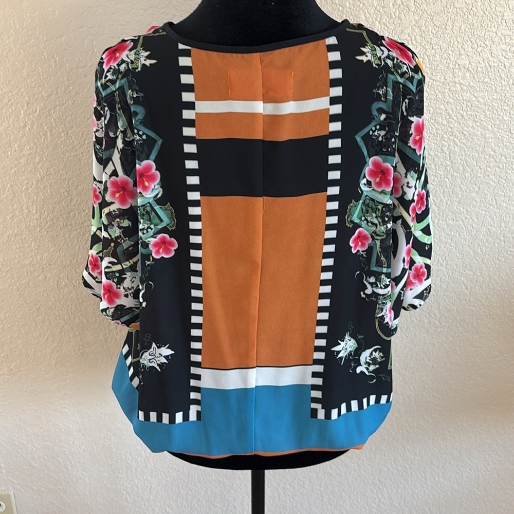 Clover Canyon Multicolor Women's Cuba Scarf Cold Shoulder Blouse 0093 - Picture 7 of 8